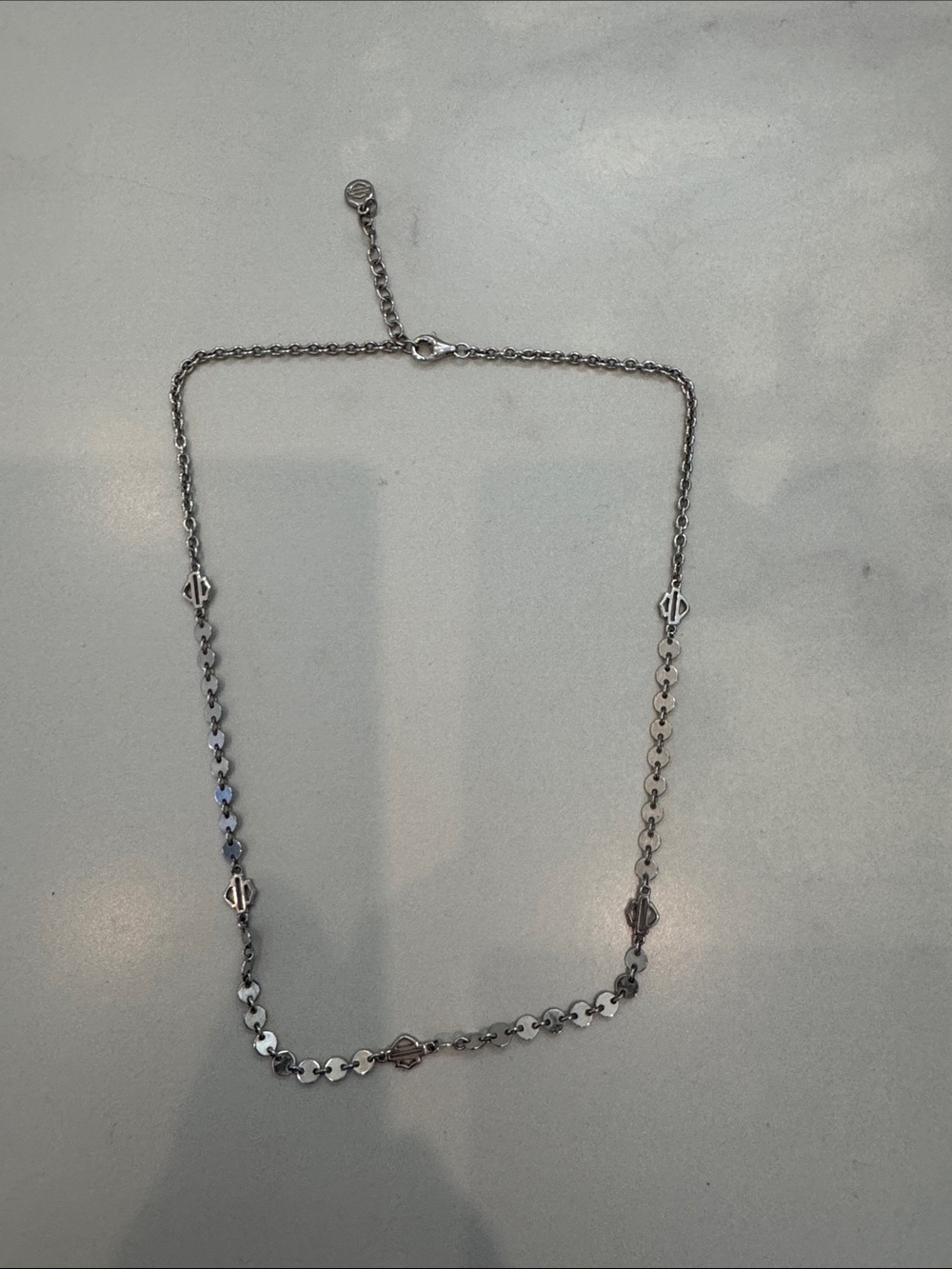 Harley-Davidson Women's Silver Chain Necklace with Geometric Accents